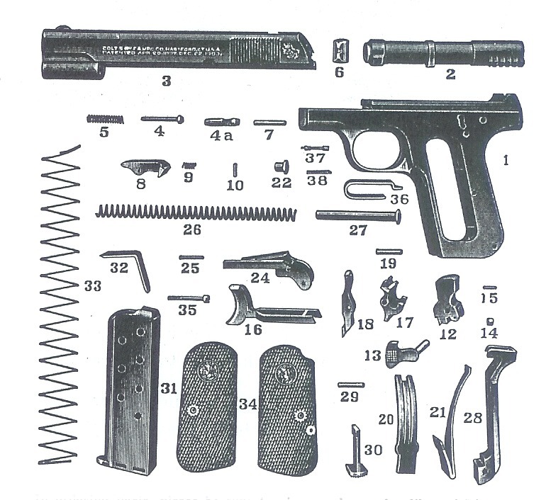 Colt M 1903/1908 pistol Exploded Views taurus 1911 schematic 